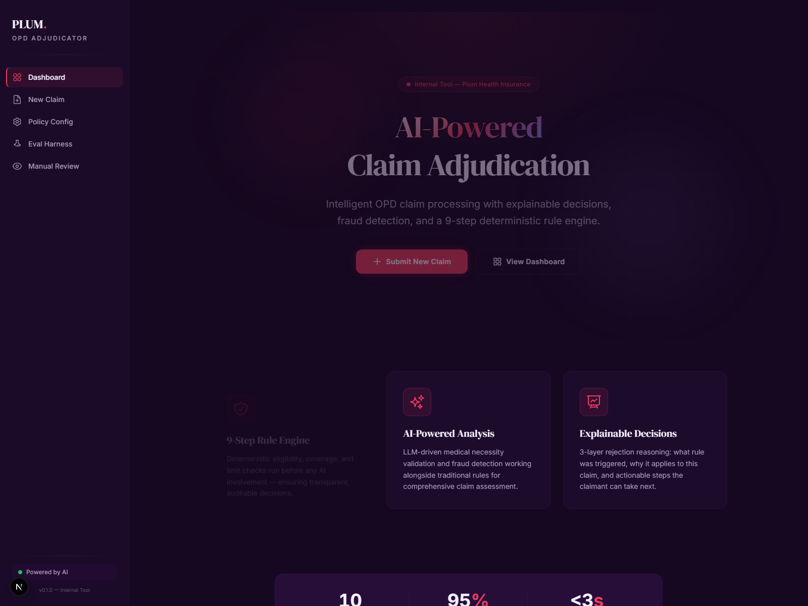 OPD Claim Adjudication application interface